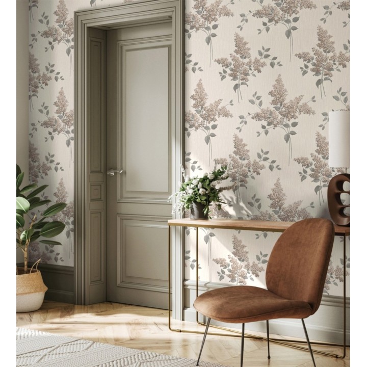 Papel pintado ramos de flores con fondo en relieve efecto textil - Blossom Cascade 683377