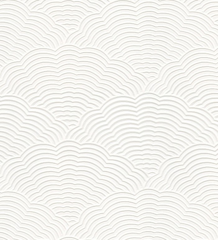 Papel pintado blanco repintable con relieve de ondas modernas - Orinoco Waves 683378