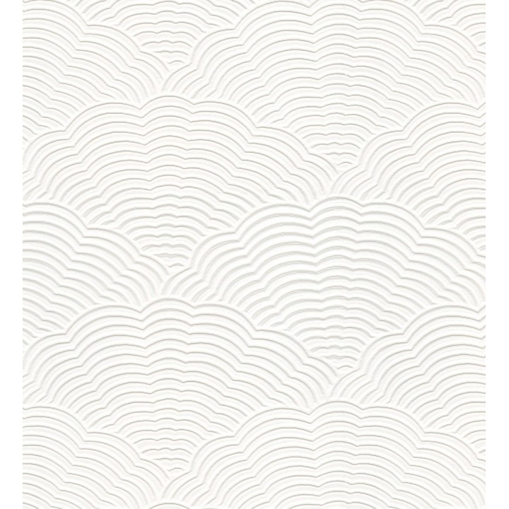 Papel pintado blanco repintable con relieve de ondas modernas - Orinoco Waves 683378
