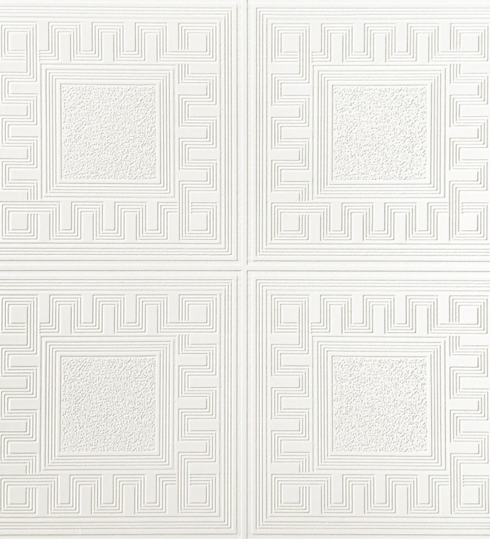 Papel pintado para techos con diseño de mosaico griego en relieve repintable - Hermes Panels 683380