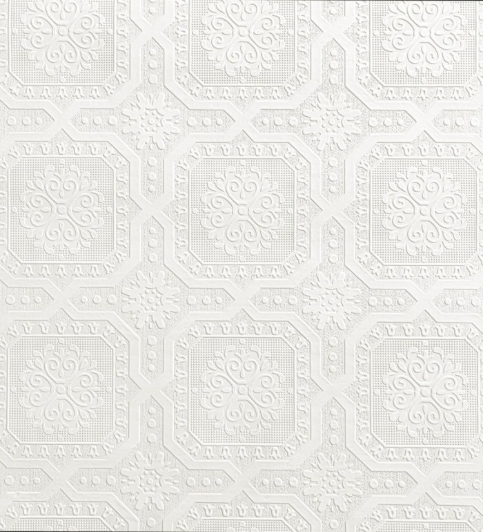 Papel pintado de medallones blancos repintables en relieve estilo victoriano - Victorian Lace 683384