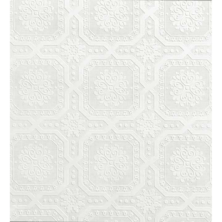 Papel pintado de medallones blancos repintables en relieve estilo victoriano - Victorian Lace 683384