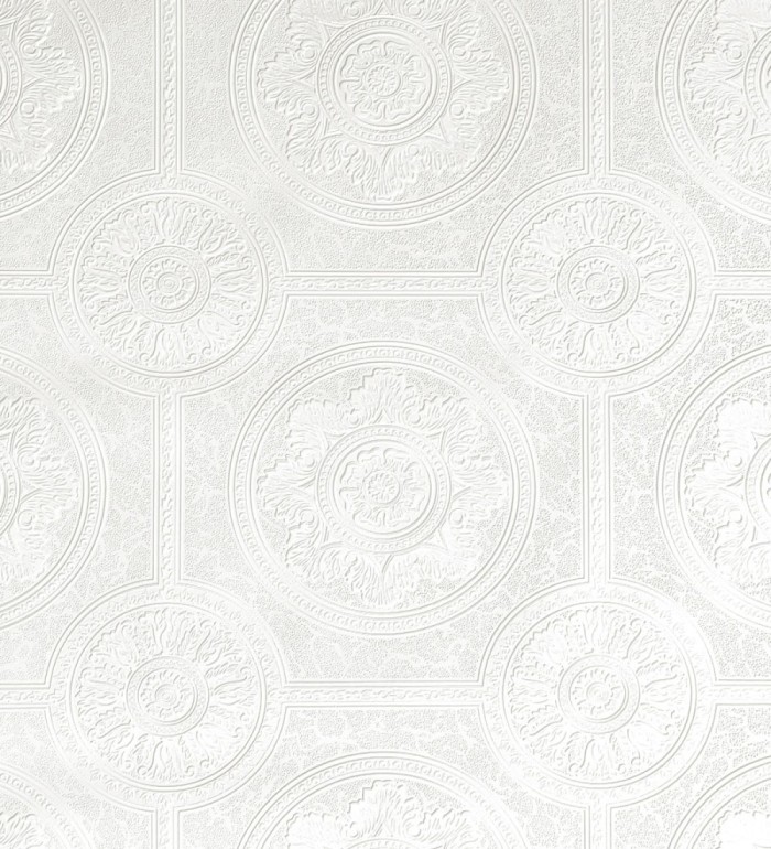 Papel pintado para techos blanco en relieve con diseño ornamental estilo neoclásico - Neoclassical Majesty 683385