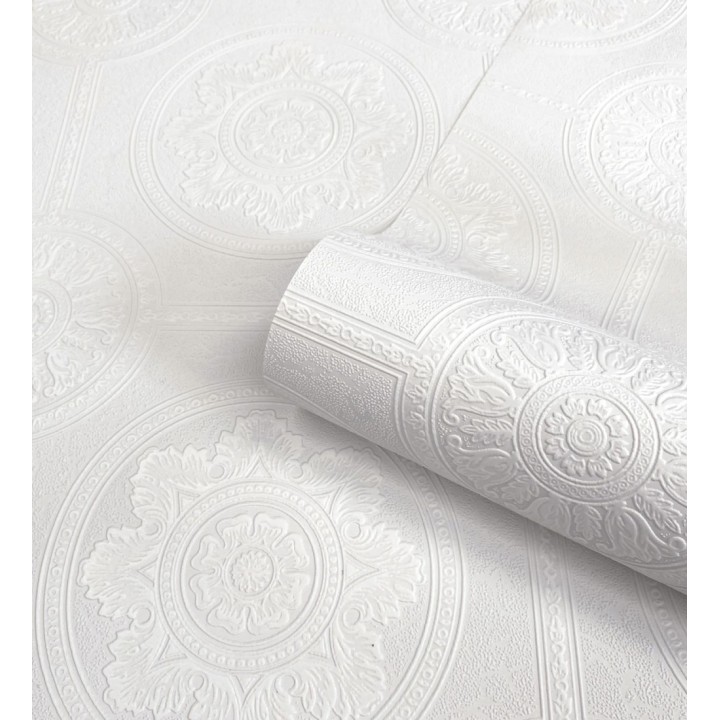 Papel pintado para techos blanco en relieve con diseño ornamental estilo neoclásico - Neoclassical Majesty 683385