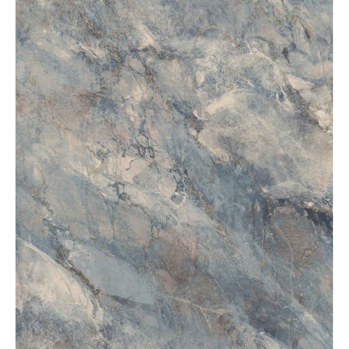 Papel pintado imitación mármol en tonos dorados y azules - Quartz Haven 683389