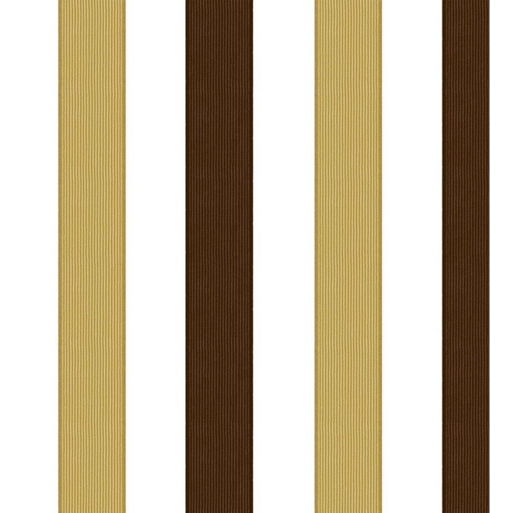 Papel pintado rayas modernas blanco, marrón y dorado - Raya Messina 125860
