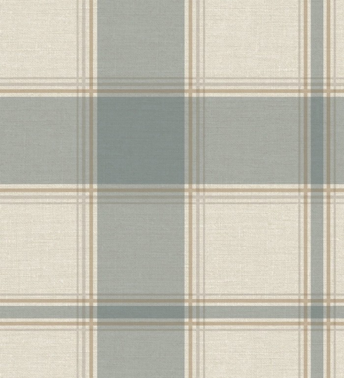 Papel pintado de cuadros escoceces en textura lino estilo natural - Scottish Harland 683397