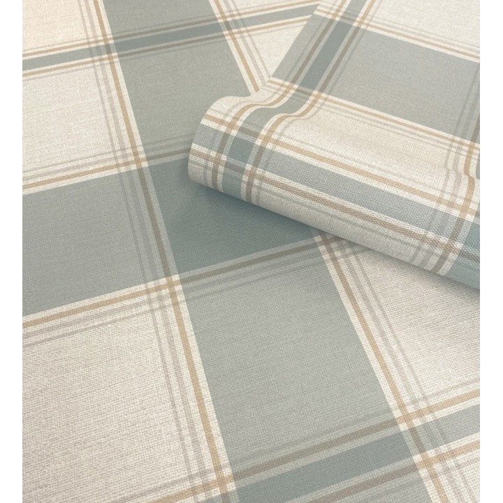 Papel pintado de cuadros escoceces en textura lino estilo natural - Scottish Harland 683397