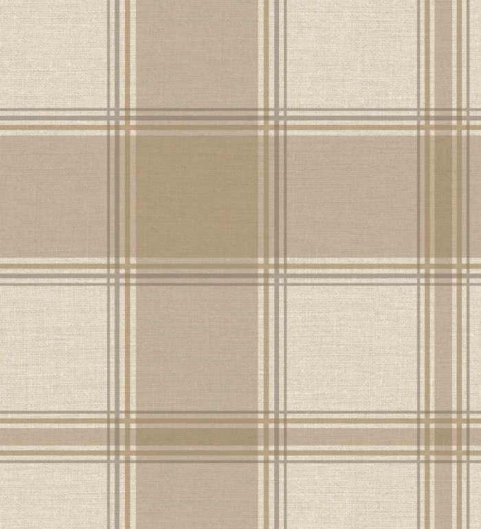 Papel pintado de cuadros escoceces en textura lino estilo natural - Scottish Harland 683398