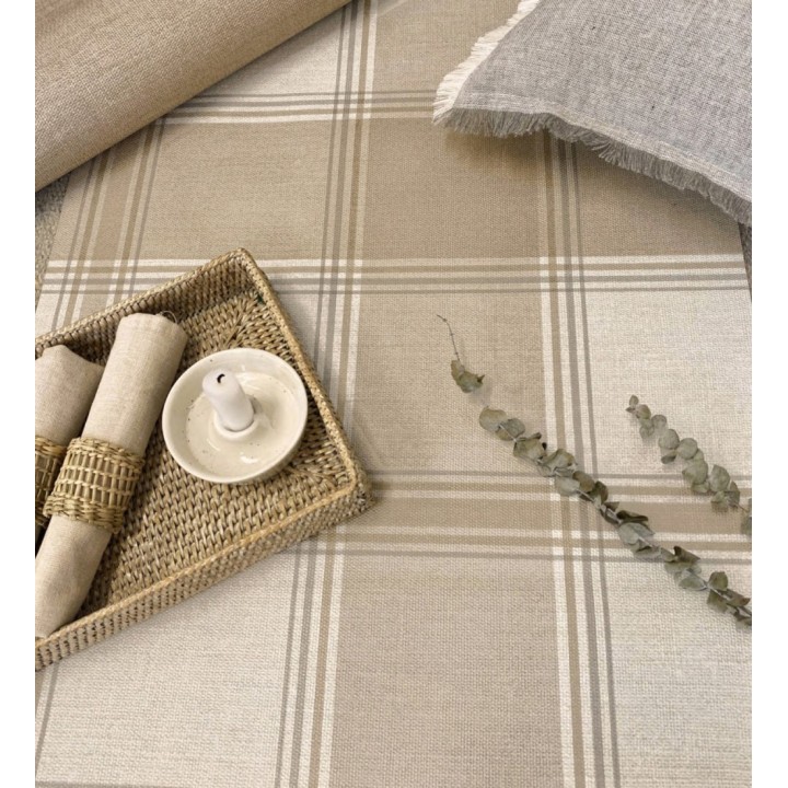 Papel pintado de cuadros escoceces en textura lino estilo natural - Scottish Harland 683398