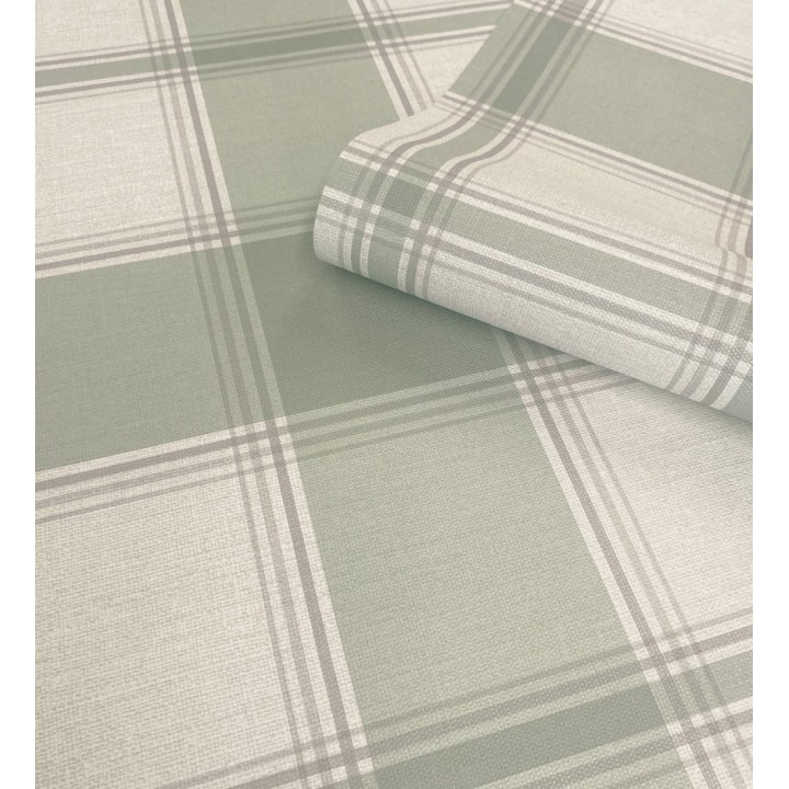 Papel pintado de cuadros escoceces en textura lino estilo natural - Scottish Harland 683399