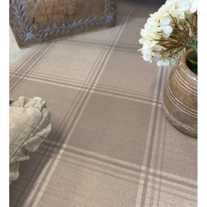 Papel pintado de cuadros escoceces en textura lino estilo natural - Scottish Harland 683400