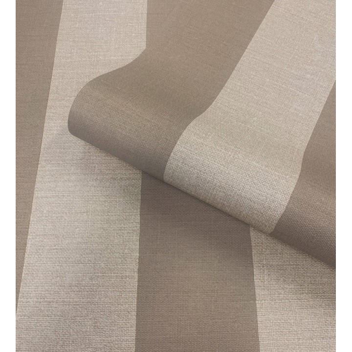 Papel pintado de rayas con textura lino estilo natural tonos marrones y beige - Harvest Stripe 683402