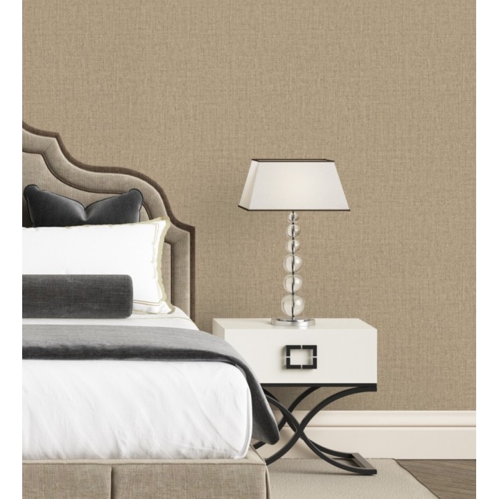 Papel pintado lino texturado estilo natural color beige tostado - Harvest Fabric 683403