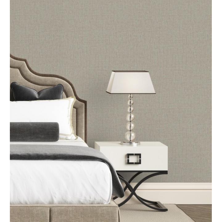 Papel pintado lino texturado estilo natural color gris claro - Harvest Fabric 683404