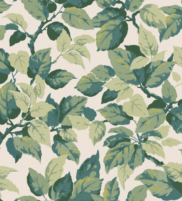 Papel pintado de hojas frondosas en estilo botánico tonos verdes - Savoy Leaves 683411