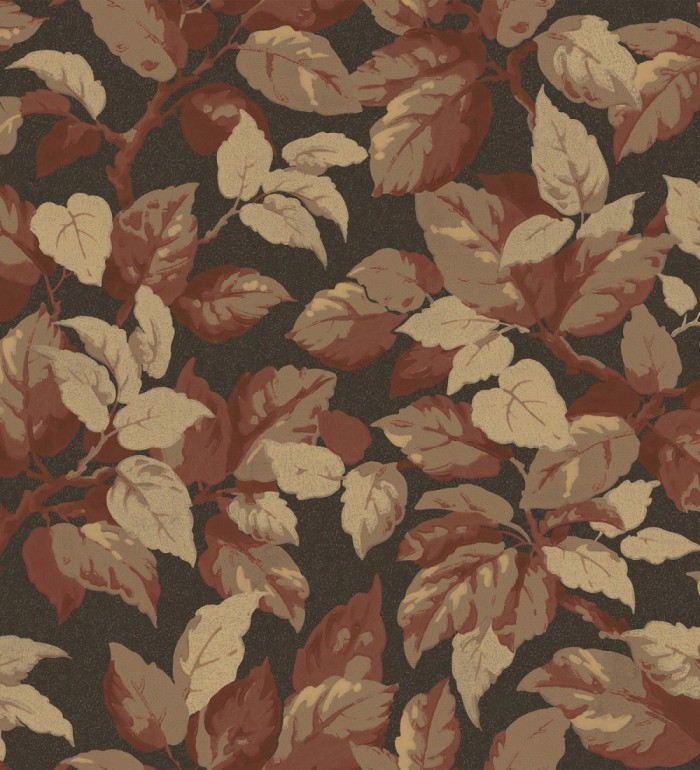 Papel pintado de hojas frondosas en estilo botánico tonos tierra - Savoy Leaves 683412