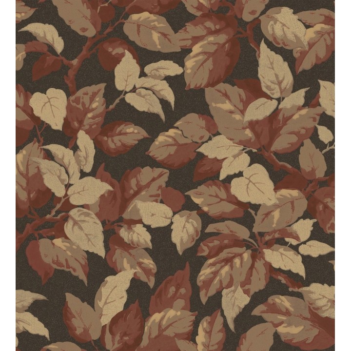 Papel pintado de hojas frondosas en estilo botánico tonos tierra - Savoy Leaves 683412
