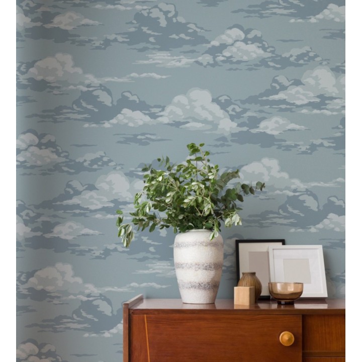 Papel pintado de nubes estilizadas en tonos relajante azules claros - Clouds Serenity 683415