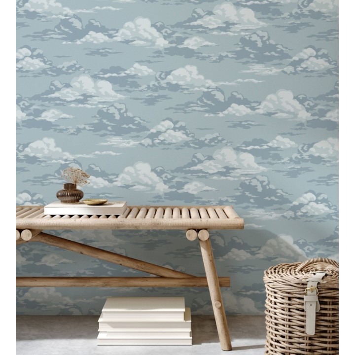 Papel pintado de nubes estilizadas en tonos relajante azules claros - Clouds Serenity 683415