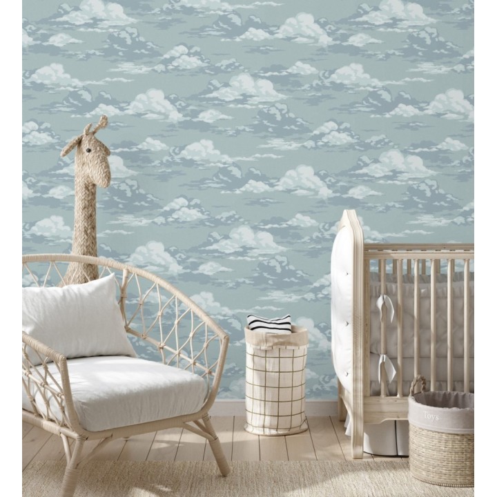 Papel pintado de nubes estilizadas en tonos relajante azules claros - Clouds Serenity 683415