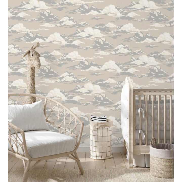 Papel pintado de nubes estilizadas en tonos relajante beiges - Clouds Serenity 683416