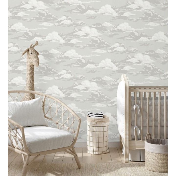 Papel pintado de nubes estilizadas en tonos relajante grises - Clouds Serenity 683417
