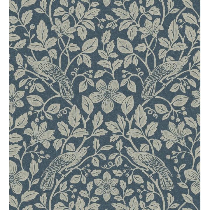 Papel pintado de aves exóticas entre follaje delicado tonos azules y beige - Hampton Birds 683425