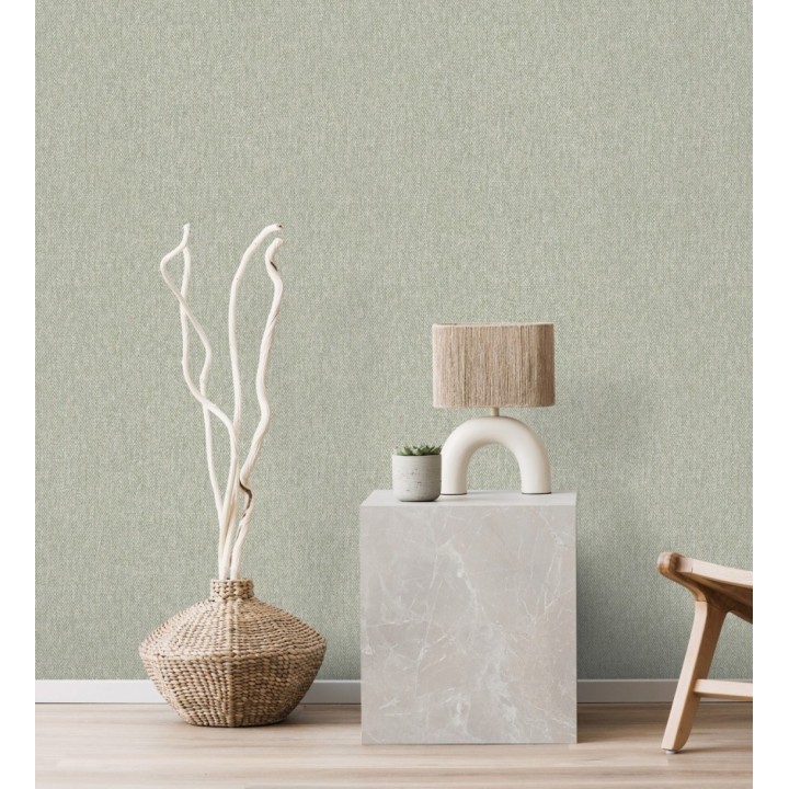 Papel pintado de espigas sobre tejido jaspeado en tonos verde hoja - Charleston Spike 683430