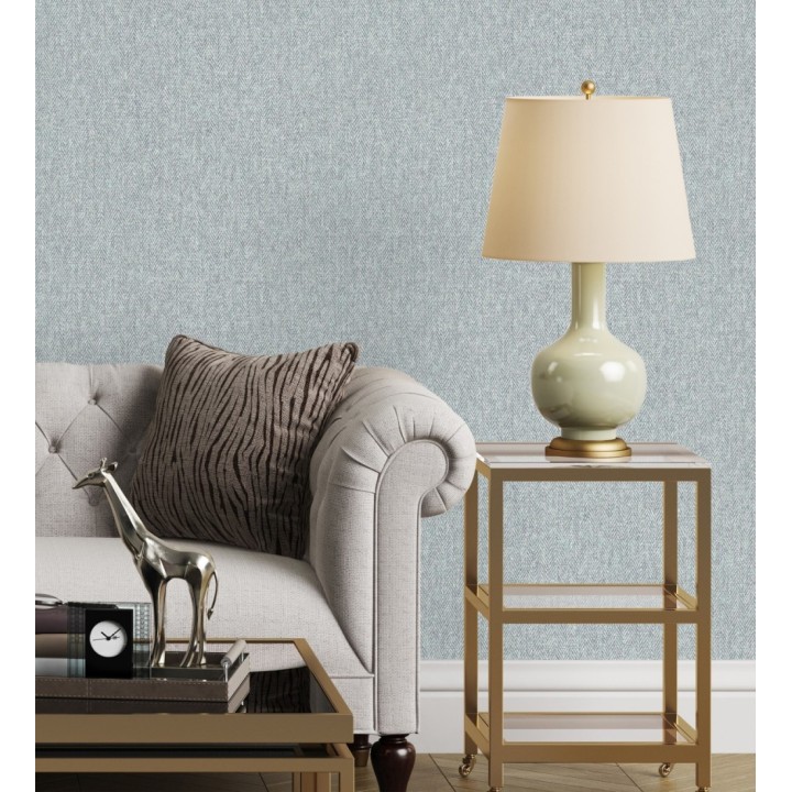 Papel pintado de espigas sobre tejido jaspeado en tonos azul celeste - Charleston Spike 683431