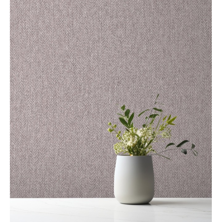 Papel pintado de espigas sobre tejido jaspeado en tonos malva tostado - Charleston Spike 683433