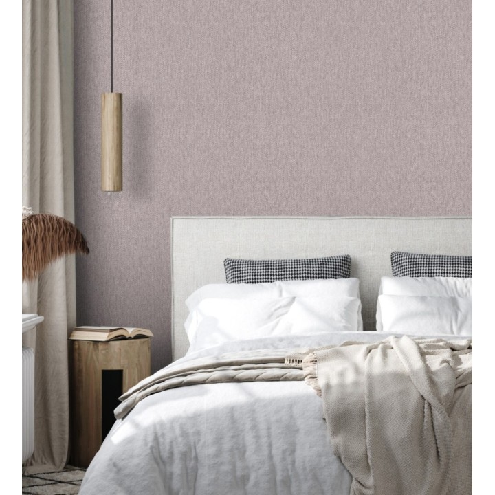 Papel pintado de espigas sobre tejido jaspeado en tonos malva tostado - Charleston Spike 683433