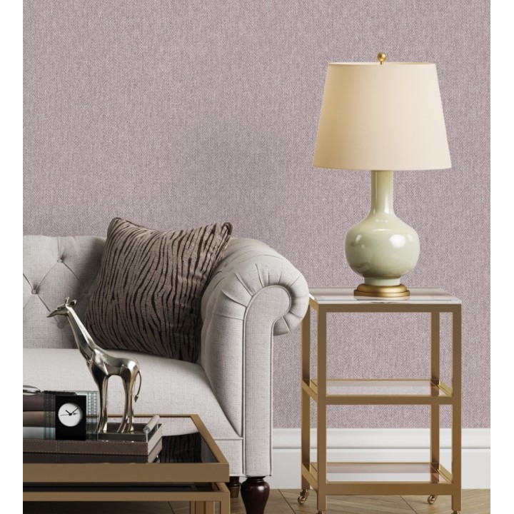 Papel pintado de espigas sobre tejido jaspeado en tonos malva tostado - Charleston Spike 683433