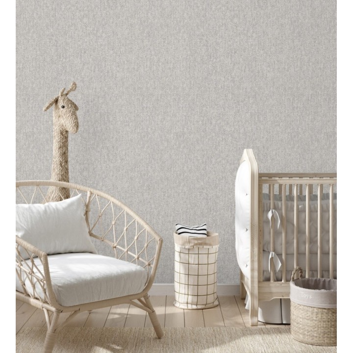 Papel pintado de espigas sobre tejido jaspeado en tonos gris taupe - Charleston Spike 683434