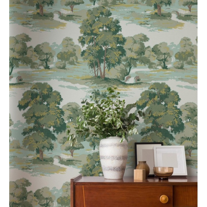 Papel pintado de paisaje campestre con árboles en tonos verdes - Haldon Forest 683436