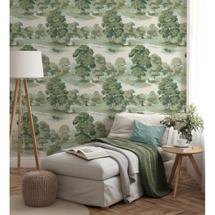 Papel pintado de paisaje campestre con árboles en tonos verdes - Haldon Forest 683436