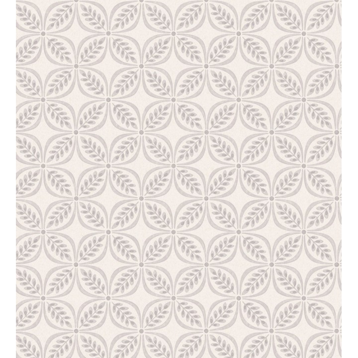 Papel pintado con motivo botánico con formas geométricas color gris - William Mosaic 683440