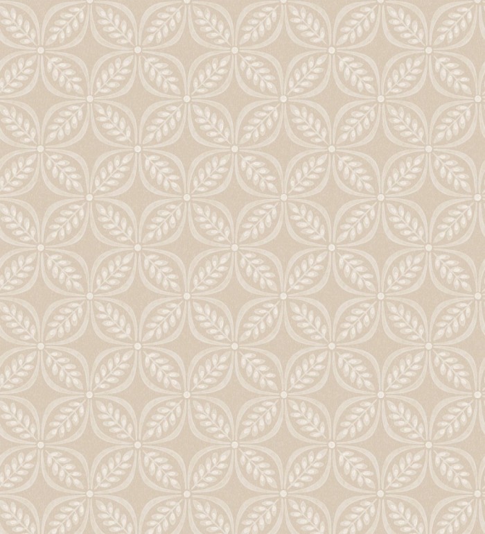 Papel pintado con motivo botánico con formas geométricas color beige - William Mosaic 683442