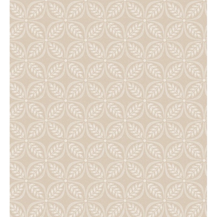 Papel pintado con motivo botánico con formas geométricas color beige - William Mosaic 683442