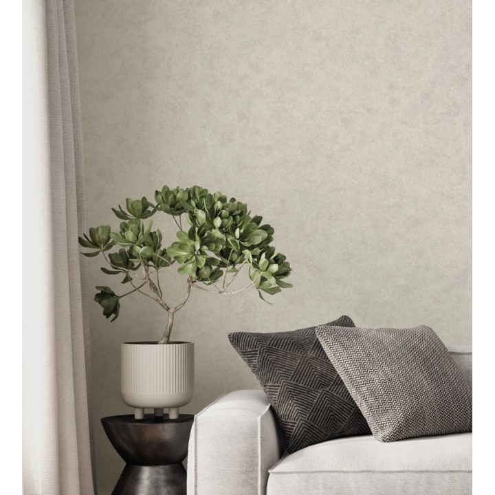 Papel pintado liso con textura arcillosa y acabado natural en color gris taupe claro - William Texture 683443