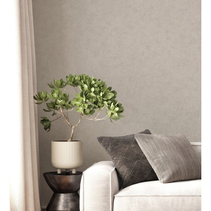 Papel pintado liso con textura arcillosa y acabado natural en color beige tostado - William Texture 683446