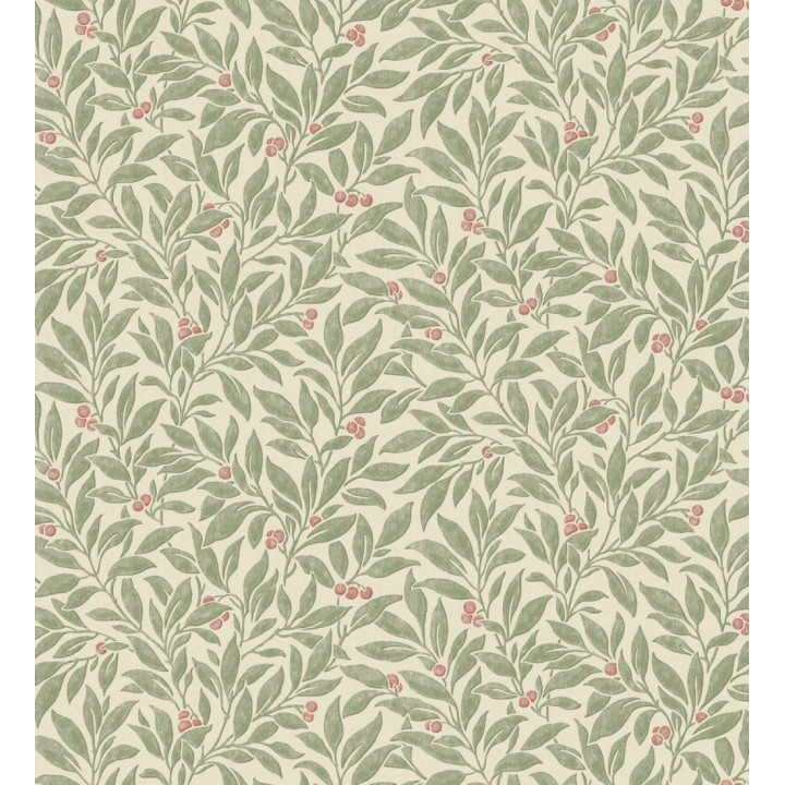Papel pintado de hojas y frutos estilo botánico color verde - William Berries 683447