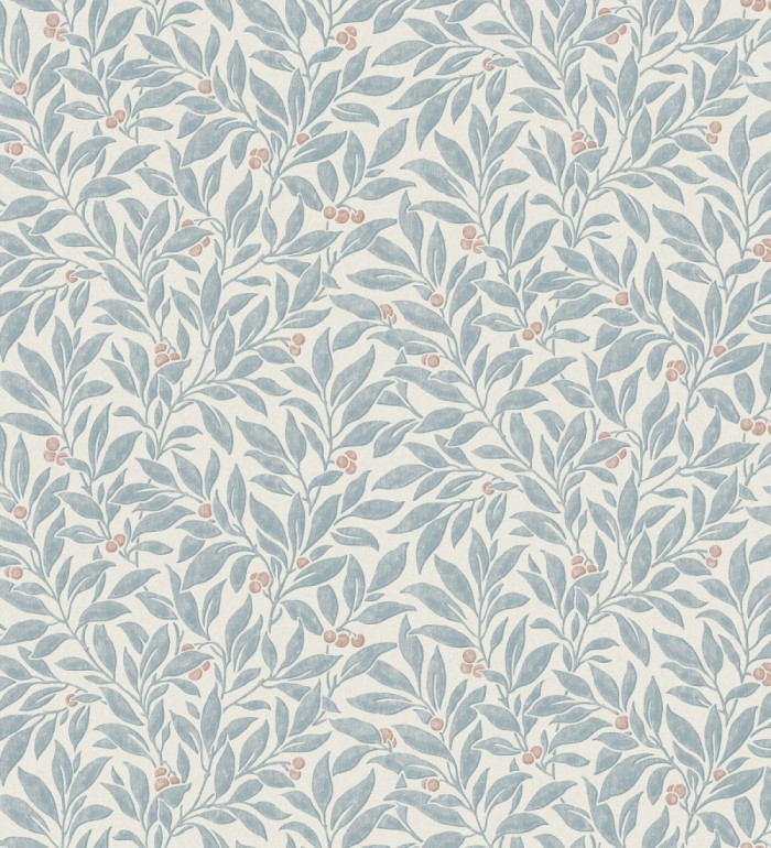 Papel pintado de hojas y frutos estilo botánico color azul - William Berries 683448
