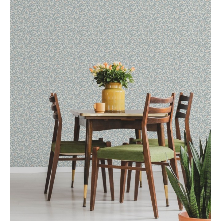 Papel pintado de hojas y frutos estilo botánico color azul - William Berries 683448