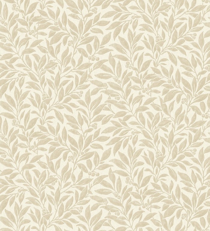 Papel pintado de hojas y frutos estilo botánico color beige - William Berries 683449