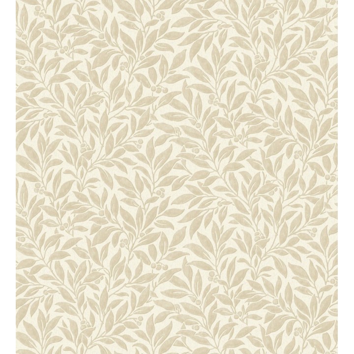 Papel pintado de hojas y frutos estilo botánico color beige - William Berries 683449