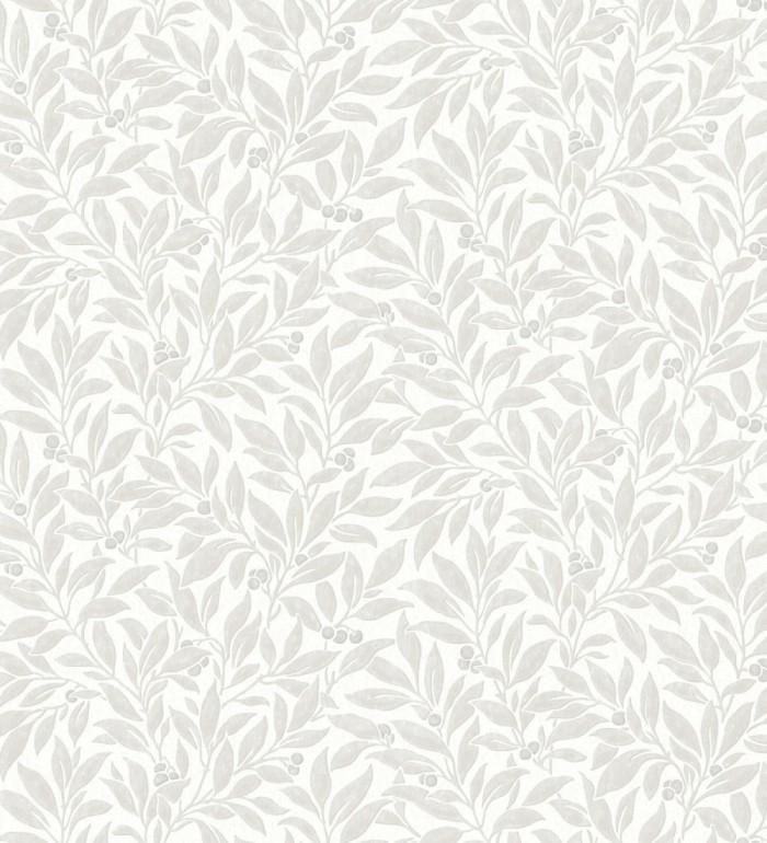 Papel pintado de hojas y frutos estilo botánico color gris claro - William Berries 683450
