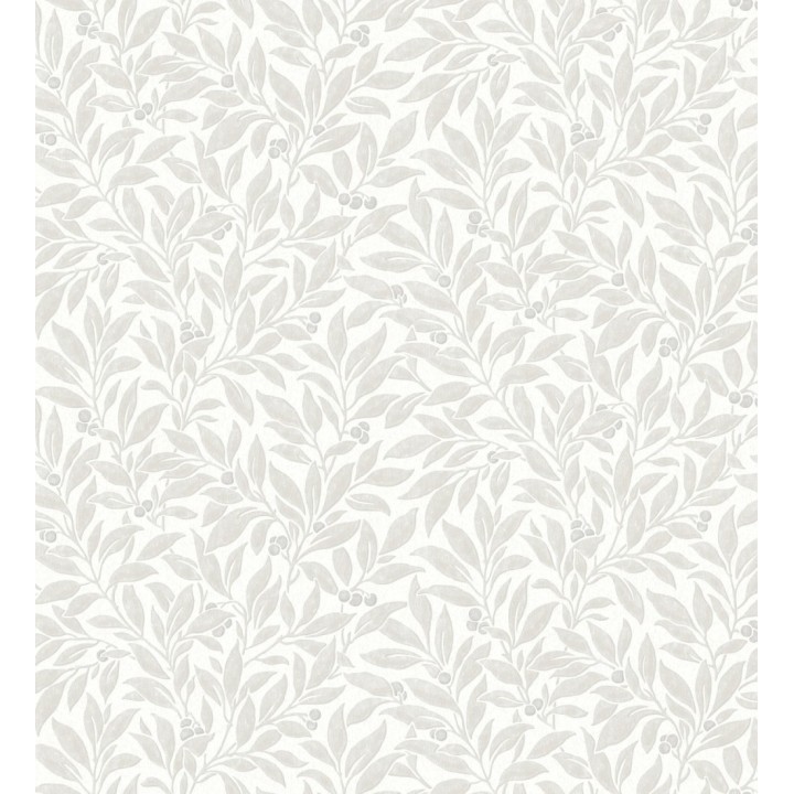 Papel pintado de hojas y frutos estilo botánico color gris claro - William Berries 683450