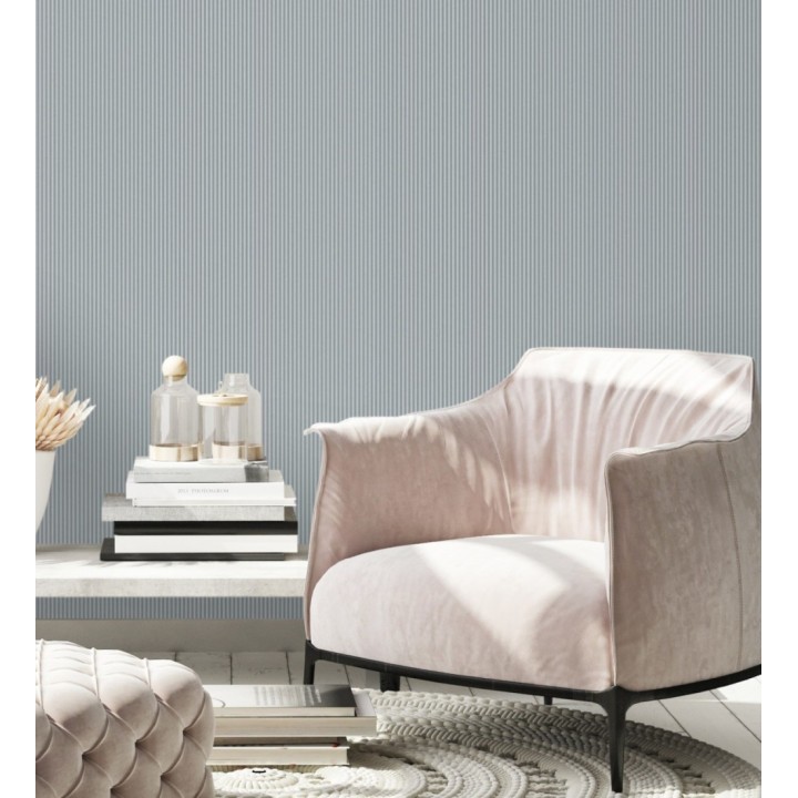 Papel pintado de rayas finas pintadas con tonos azules - William Stripe Glow 683452