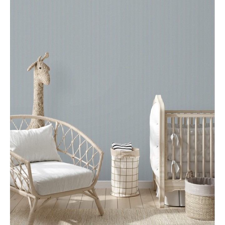 Papel pintado de rayas finas pintadas con tonos azules - William Stripe Glow 683452